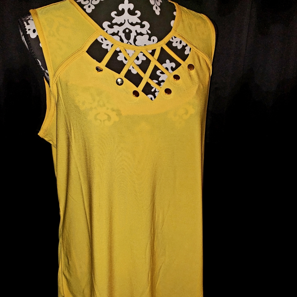 Diana Belle Women's Sleeveless Yellow Blouse Sz XL